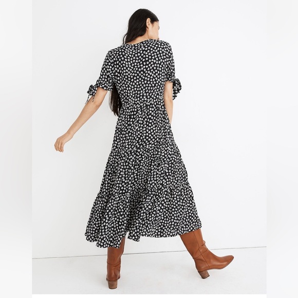 Madewell Tie Sleeve Tiered Midi Dress NWT - Picture 4 of 11
